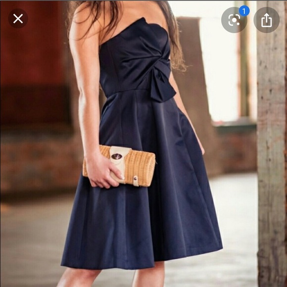 H&M blue tea length strapless dress - Picture 1 of 4